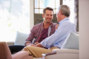 A man asking a senior citizen for permission to get married.