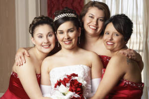 Bride with her bridesmaids
