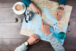 couple looking at a map